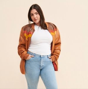 Vegan leather brown bomber jacket size XXL